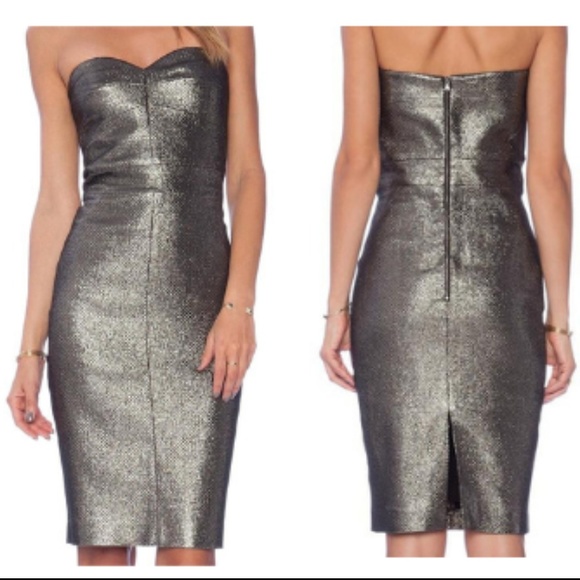 Trina Turk Dresses & Skirts - Trina Turk Silver Gold Metallic Strapless Dress 8